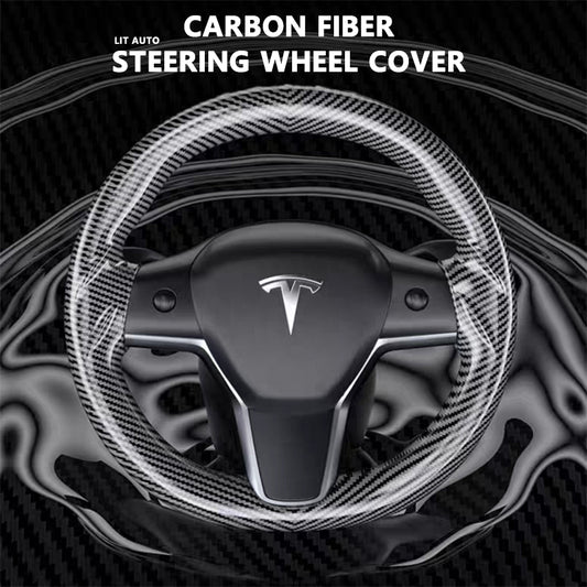 Carbon Fiber Steering Wheel Cover For Tesla Model 3/ Y