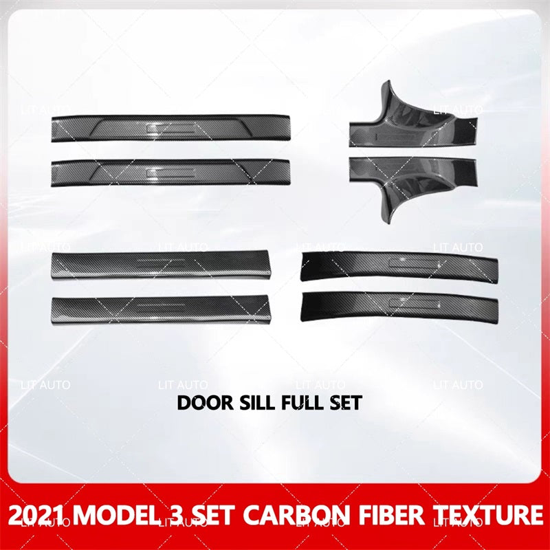 Tesla Car Interior Protection Kit For Model 3/Y Carbon Fiber Texture