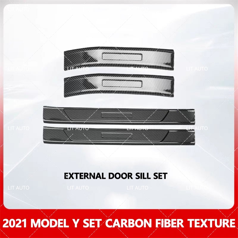 Tesla Car Interior Protection Kit For Model 3/Y Carbon Fiber Texture