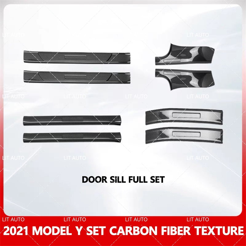 Tesla Car Interior Protection Kit For Model 3/Y Carbon Fiber Texture